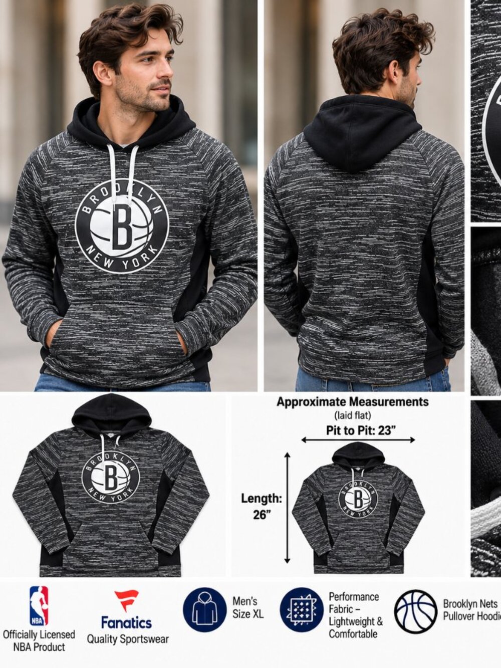 Brooklyn Nets Fanatics Hoodie – Men’s XL